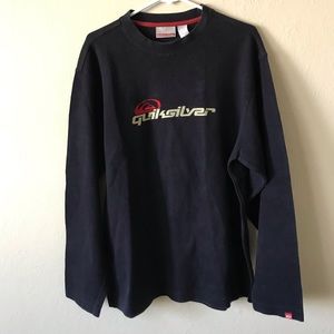 Vintage 90s QUICKSILVER Navy Surf Skate Embroidered Sweatshirt Grunge Size XL.